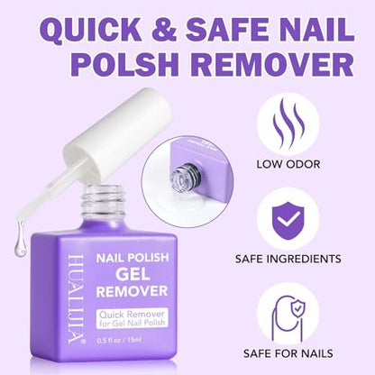 ISUNRISE Gel Nail Polish Remover – Professional Gel Remover Kit with Cuticle Pusher & Scraper, Quick & Easy Removal in 2-5 Minutes, No Foil or Wrapping Needed Avelisse
