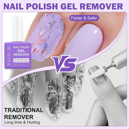 ISUNRISE Gel Nail Polish Remover – Professional Gel Remover Kit with Cuticle Pusher & Scraper, Quick & Easy Removal in 2-5 Minutes, No Foil or Wrapping Needed Avelisse