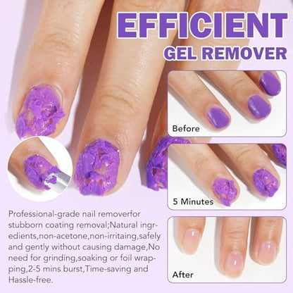 ISUNRISE Gel Nail Polish Remover – Professional Gel Remover Kit with Cuticle Pusher & Scraper, Quick & Easy Removal in 2-5 Minutes, No Foil or Wrapping Needed Avelisse