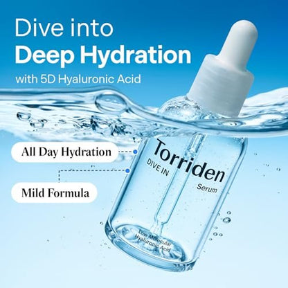 Torriden DIVE IN Serum 1.69 fl.oz. + Soothing Cream (Jar) 3.38 fl.oz. | Hyaluronic Acid Care Set | Deep Hydrating Skin Care for Glass Skin Avelisse