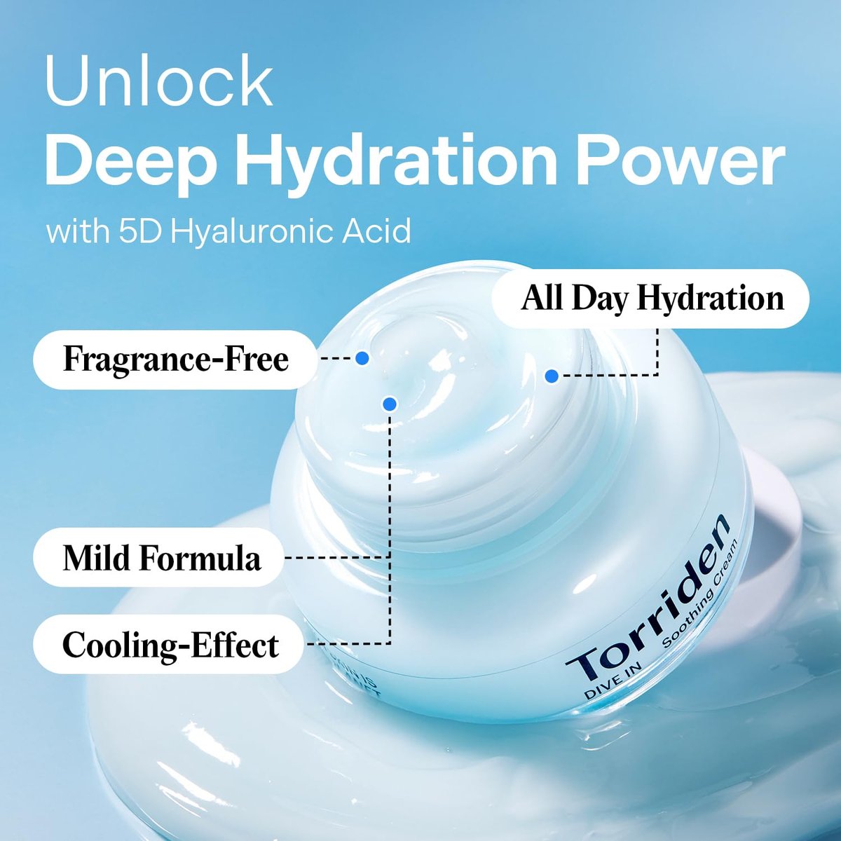 Torriden DIVE IN Serum 1.69 fl.oz. + Soothing Cream (Jar) 3.38 fl.oz. | Hyaluronic Acid Care Set | Deep Hydrating Skin Care for Glass Skin Avelisse