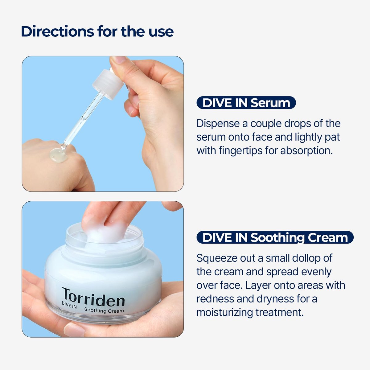 Torriden DIVE IN Serum 1.69 fl.oz. + Soothing Cream (Jar) 3.38 fl.oz. | Hyaluronic Acid Care Set | Deep Hydrating Skin Care for Glass Skin Avelisse