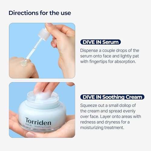 Torriden DIVE IN Serum 1.69 fl.oz. + Soothing Cream (Jar) 3.38 fl.oz. | Hyaluronic Acid Care Set | Deep Hydrating Skin Care for Glass Skin Avelisse