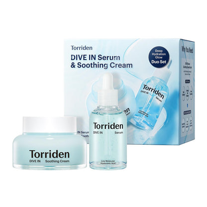 Torriden DIVE IN Serum 1.69 fl.oz. + Soothing Cream (Jar) 3.38 fl.oz. | Hyaluronic Acid Care Set | Deep Hydrating Skin Care for Glass Skin Avelisse