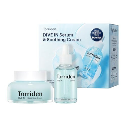 Torriden DIVE IN Serum 1.69 fl.oz. + Soothing Cream (Jar) 3.38 fl.oz. | Hyaluronic Acid Care Set | Deep Hydrating Skin Care for Glass Skin Avelisse