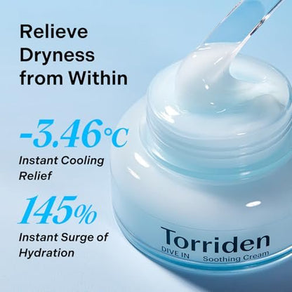 Torriden DIVE IN Serum 1.69 fl.oz. + Soothing Cream (Jar) 3.38 fl.oz. | Hyaluronic Acid Care Set | Deep Hydrating Skin Care for Glass Skin Avelisse