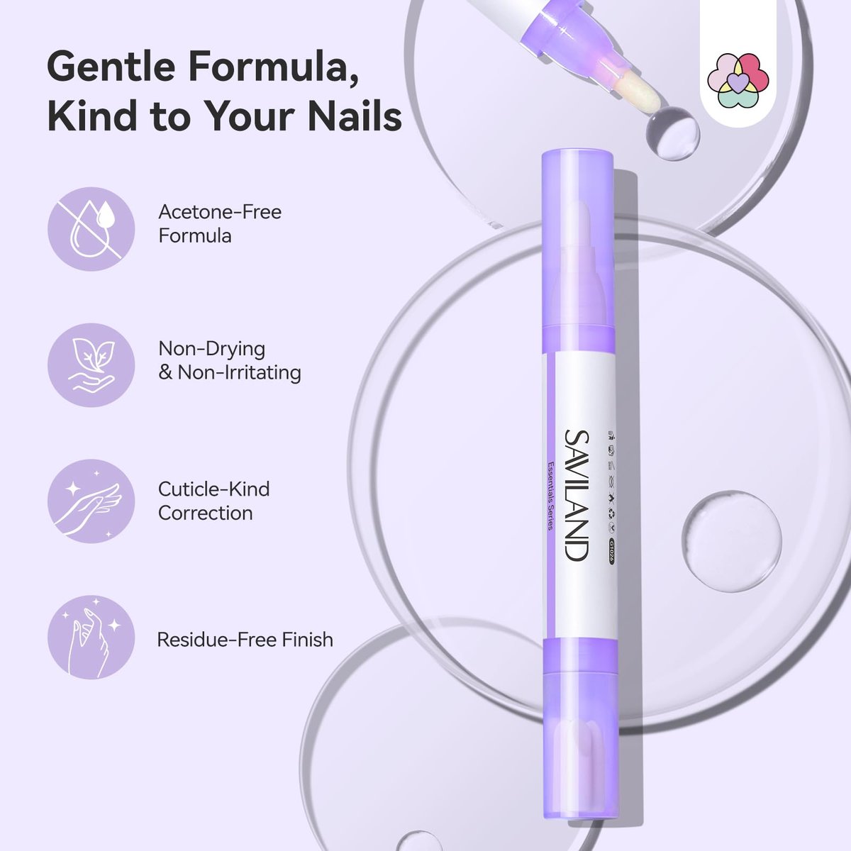 SAVILAND Nail Polish Corrector Pen - Bio-Sourced, Refillable & Acetone-Free Nail Polish Remover Corrector Pen with 3 Tapered Refill Tips - görsel 7