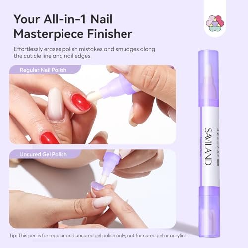 SAVILAND Nail Polish Corrector Pen - Bio-Sourced, Refillable & Acetone-Free Nail Polish Remover Corrector Pen with 3 Tapered Refill Tips - görsel 12