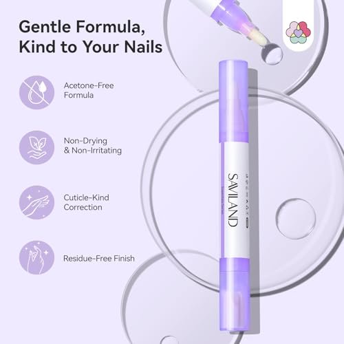 SAVILAND Nail Polish Corrector Pen - Bio-Sourced, Refillable & Acetone-Free Nail Polish Remover Corrector Pen with 3 Tapered Refill Tips - görsel 8