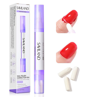 SAVILAND Nail Polish Corrector Pen - Bio-Sourced, Refillable & Acetone-Free Nail Polish Remover Corrector Pen with 3 Tapered Refill Tips