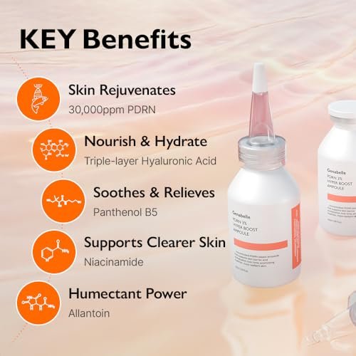 Genabelle PDRN 3% Hyper Boost Ampoule – Advanced Skin Support Serum with PDRN, Niacinamide, Hyaluronic Acid, Peptides, and Centella for Skin Barrier Support, Dryness, Glass Skin and Uneven Texture Avelisse