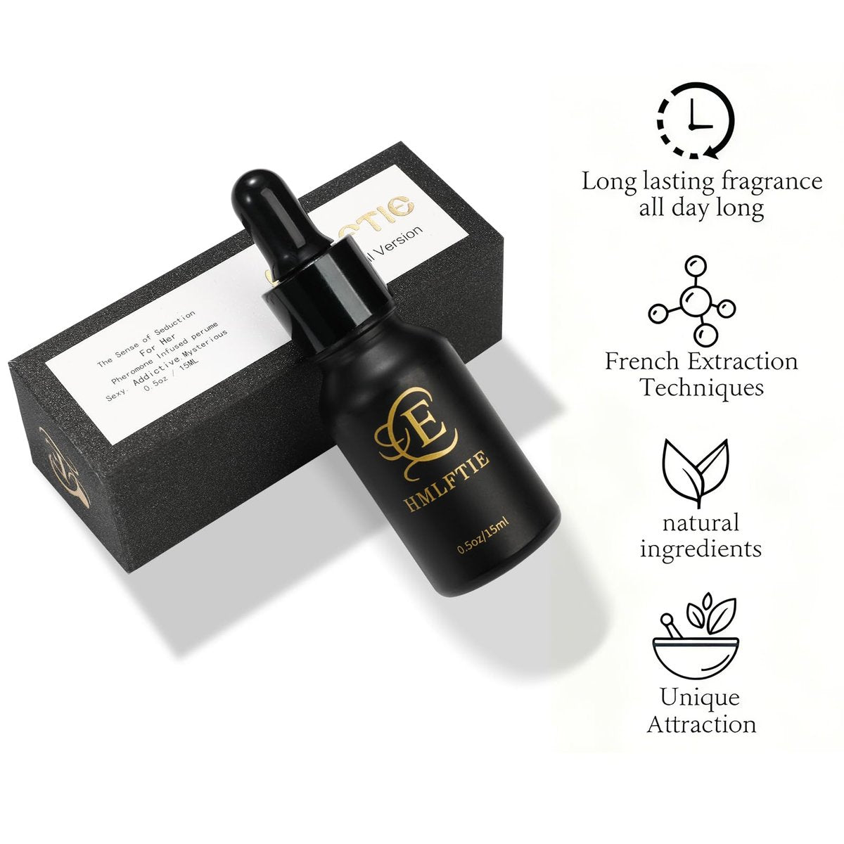 HMLFTIE Women's Natural Pheromone Perfume Oil – Sweet Rose & Jasmine Fragrance, Long-Lasting Alcohol-Free, 0.5 fl oz Travel Size, Vegan & Cruelty-Free Avelisse
