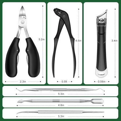 Toenail Clippers for Seniors Thick Toenails - 2026 Long Handle Toe Nail Clippers with Angled Head, Slanted & Wide Opening Ingrown Nail Clippers for Men, 6PCS Set Avelisse