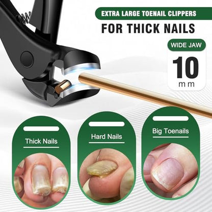 Toenail Clippers for Seniors Thick Toenails - 2026 Long Handle Toe Nail Clippers with Angled Head, Slanted & Wide Opening Ingrown Nail Clippers for Men, 6PCS Set Avelisse