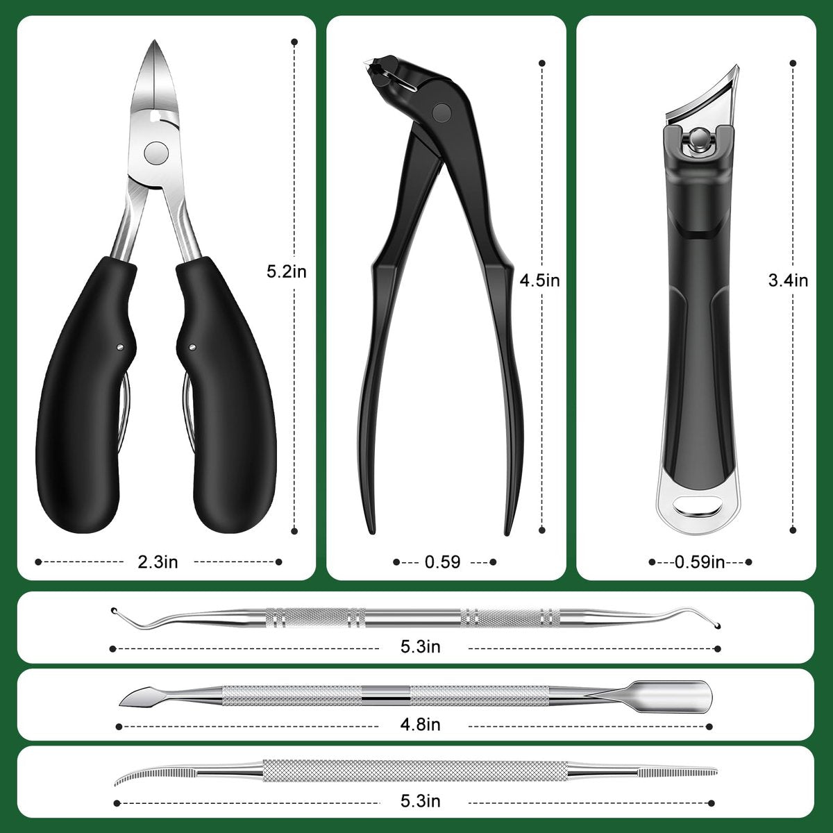 Toenail Clippers for Seniors Thick Toenails - 2026 Long Handle Toe Nail Clippers with Angled Head, Slanted & Wide Opening Ingrown Nail Clippers for Men, 6PCS Set Avelisse