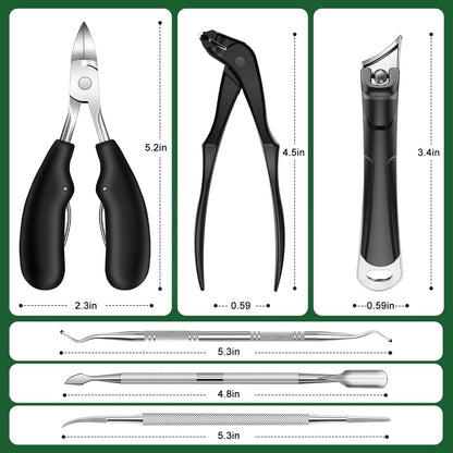 Toenail Clippers for Seniors Thick Toenails - 2026 Long Handle Toe Nail Clippers with Angled Head, Slanted & Wide Opening Ingrown Nail Clippers for Men, 6PCS Set Avelisse