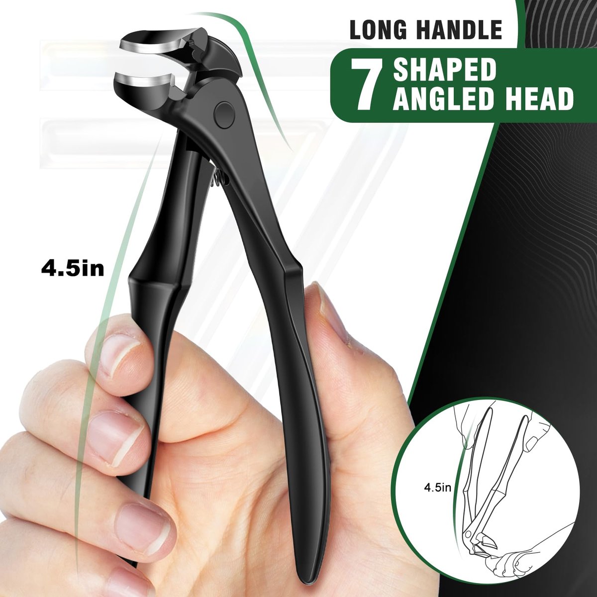 Toenail Clippers for Seniors Thick Toenails - 2026 Long Handle Toe Nail Clippers with Angled Head, Slanted & Wide Opening Ingrown Nail Clippers for Men, 6PCS Set Avelisse