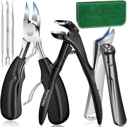 Toenail Clippers for Seniors Thick Toenails - 2026 Long Handle Toe Nail Clippers with Angled Head, Slanted & Wide Opening Ingrown Nail Clippers for Men, 6PCS Set Avelisse