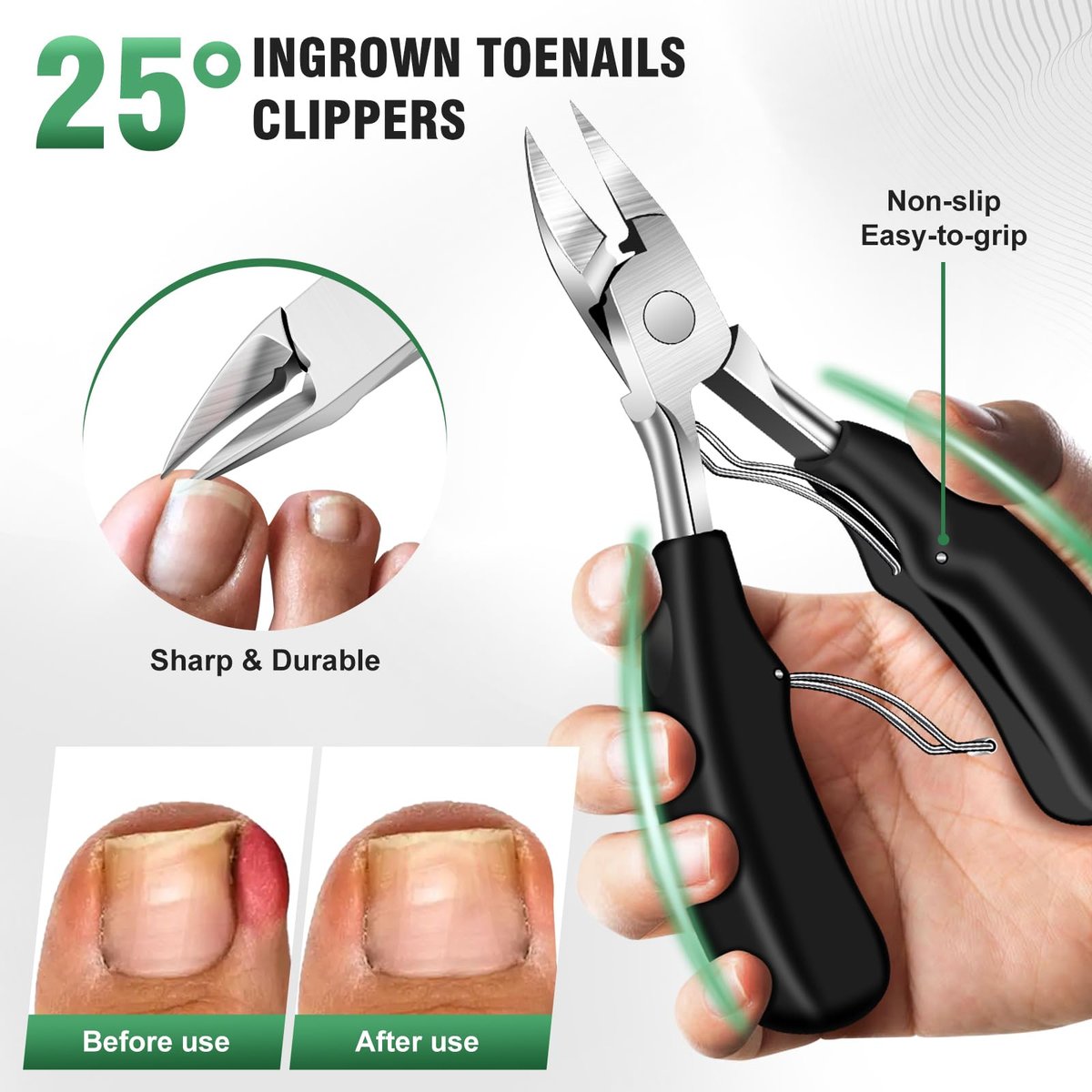 Toenail Clippers for Seniors Thick Toenails - 2026 Long Handle Toe Nail Clippers with Angled Head, Slanted & Wide Opening Ingrown Nail Clippers for Men, 6PCS Set Avelisse