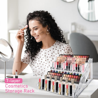HIFILTURE 7 Layers Clear Nail Polish Organizer Holder Rack - Versatile Display Stand for Cosmetics, Sunglasses, Essential Oils, Lipsticks, and More Avelisse
