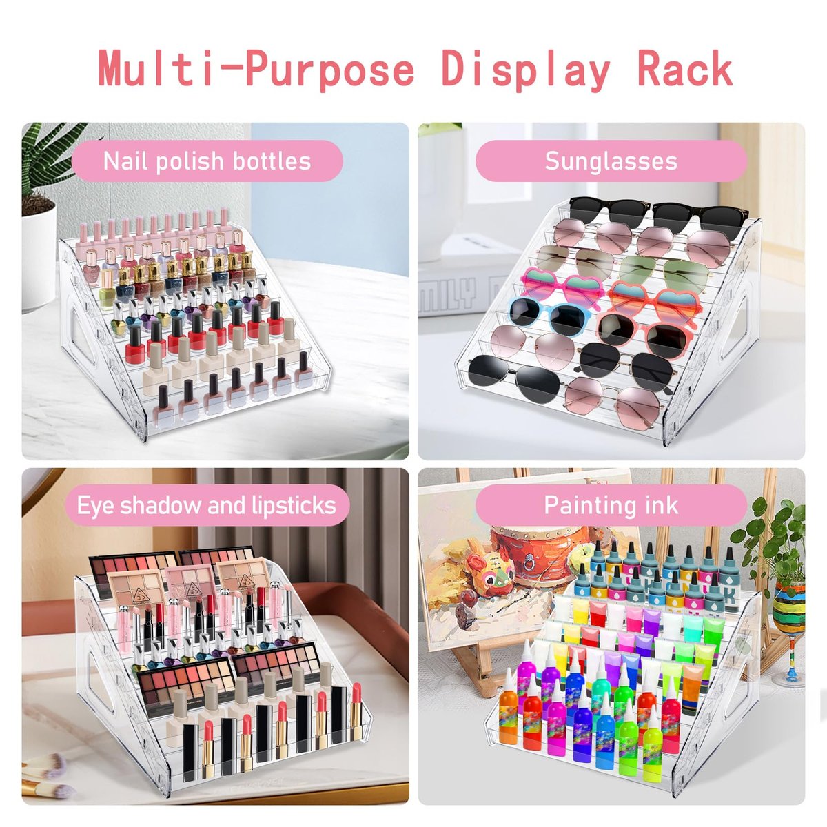 HIFILTURE 7 Layers Clear Nail Polish Organizer Holder Rack - Versatile Display Stand for Cosmetics, Sunglasses, Essential Oils, Lipsticks, and More Avelisse