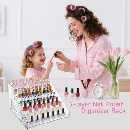 HIFILTURE 7 Layers Clear Nail Polish Organizer Holder Rack - Versatile Display Stand for Cosmetics, Sunglasses, Essential Oils, Lipsticks, and More Avelisse
