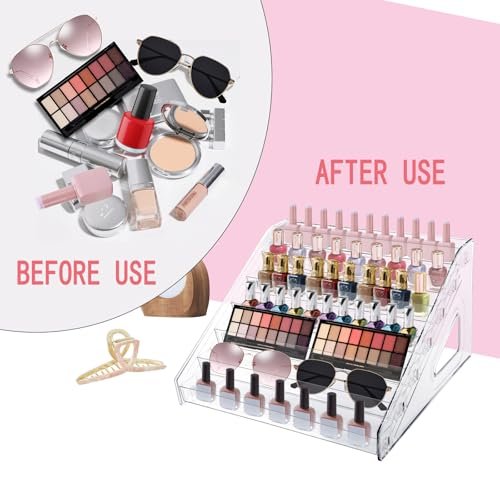 HIFILTURE 7 Layers Clear Nail Polish Organizer Holder Rack - Versatile Display Stand for Cosmetics, Sunglasses, Essential Oils, Lipsticks, and More Avelisse
