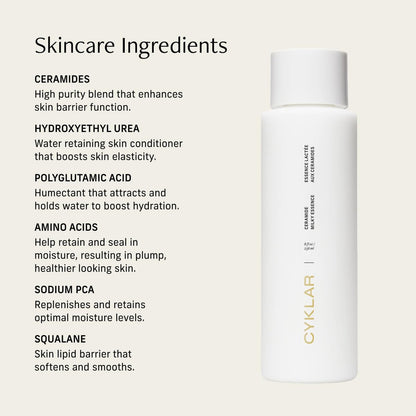 CYKLAR Ceramide Milky Essence – Unscented Body Lotion for Dry, Sensitive Skin – Lightweight Hydrating Ceramide Moisturizer with Polyglutamic Acid & Hydroxyethyl Urea - 8 fl oz Avelisse