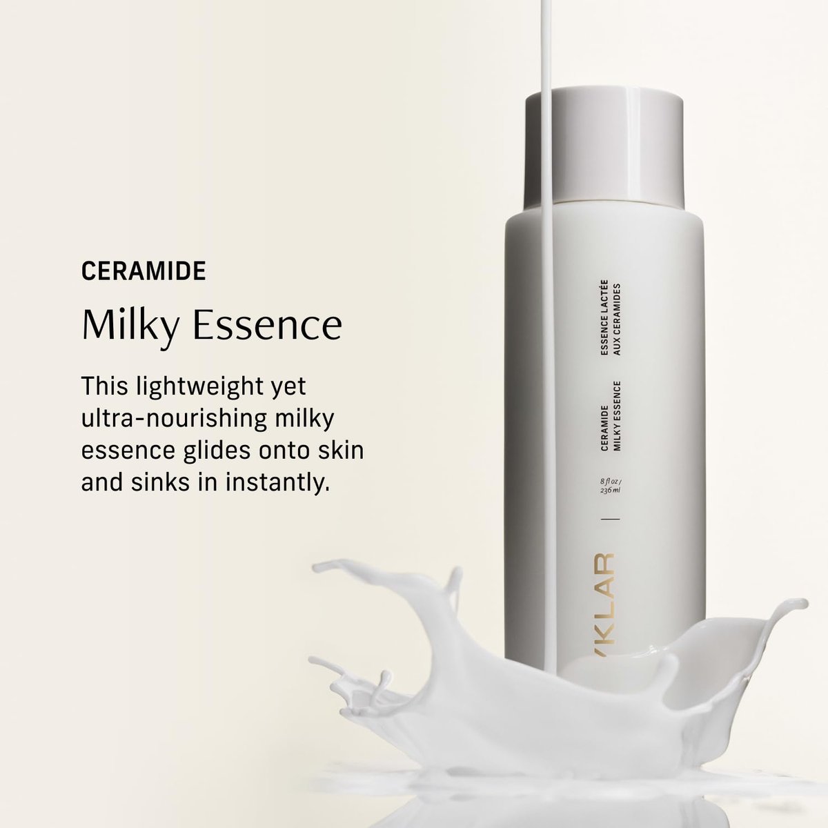 CYKLAR Ceramide Milky Essence – Unscented Body Lotion for Dry, Sensitive Skin – Lightweight Hydrating Ceramide Moisturizer with Polyglutamic Acid & Hydroxyethyl Urea - 8 fl oz Avelisse