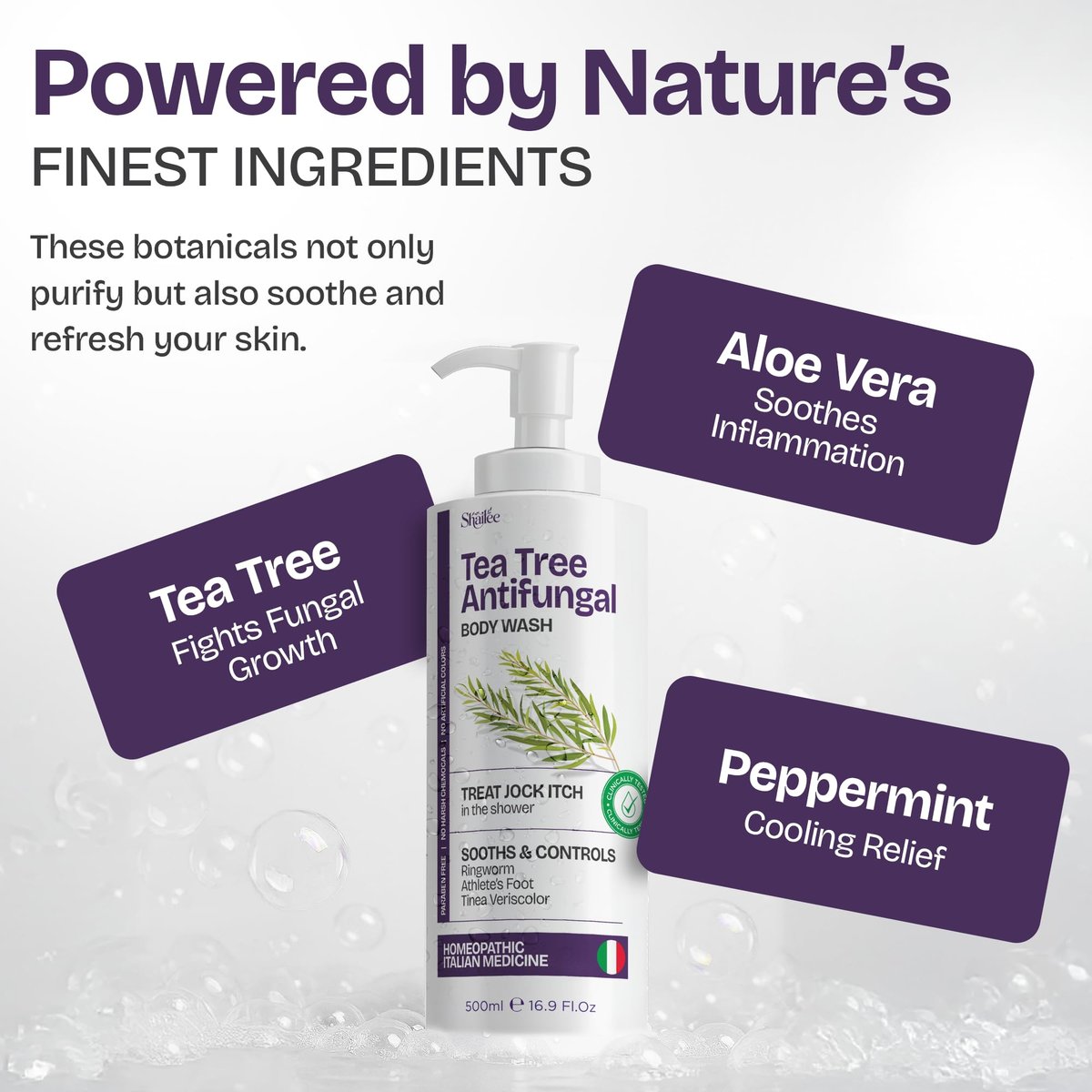 Shailee Antifungal Body Wash with Tea Tree Oil – 1% Tolnaftate for Ringworm, Back Acne, Jock Itch & Eczema – Antifungal Soap for Men & Women, 16.9 oz Avelisse