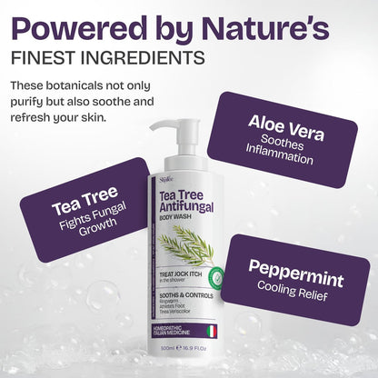 Shailee Antifungal Body Wash with Tea Tree Oil – 1% Tolnaftate for Ringworm, Back Acne, Jock Itch & Eczema – Antifungal Soap for Men & Women, 16.9 oz Avelisse