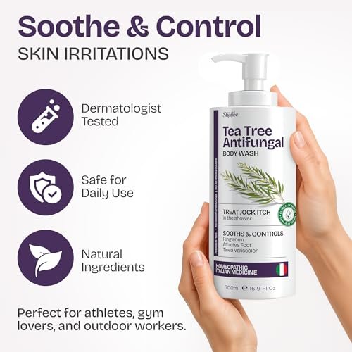 Shailee Antifungal Body Wash with Tea Tree Oil – 1% Tolnaftate for Ringworm, Back Acne, Jock Itch & Eczema – Antifungal Soap for Men & Women, 16.9 oz Avelisse