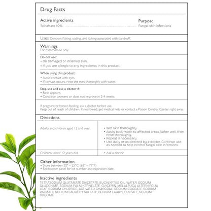 Shailee Antifungal Body Wash with Tea Tree Oil – 1% Tolnaftate for Ringworm, Back Acne, Jock Itch & Eczema – Antifungal Soap for Men & Women, 16.9 oz Avelisse