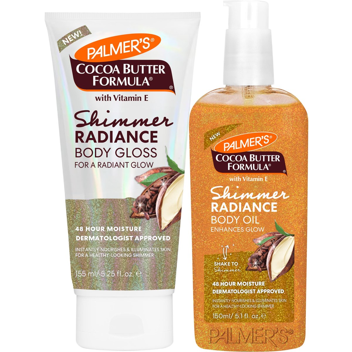 Palmer's Cocoa Butter Formula Shimmer Radiance Duo - Body Gloss Lotion + Shimmer Body Oil, Nourishing & Hydrating 48Hr Moisture, 2-Piece Set Avelisse