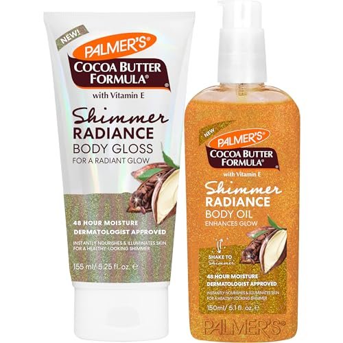 Palmer's Cocoa Butter Formula Shimmer Radiance Duo - Body Gloss Lotion + Shimmer Body Oil, Nourishing & Hydrating 48Hr Moisture, 2-Piece Set Avelisse