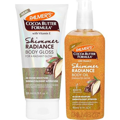 Palmer's Cocoa Butter Formula Shimmer Radiance Duo - Body Gloss Lotion + Shimmer Body Oil, Nourishing & Hydrating 48Hr Moisture, 2-Piece Set Avelisse