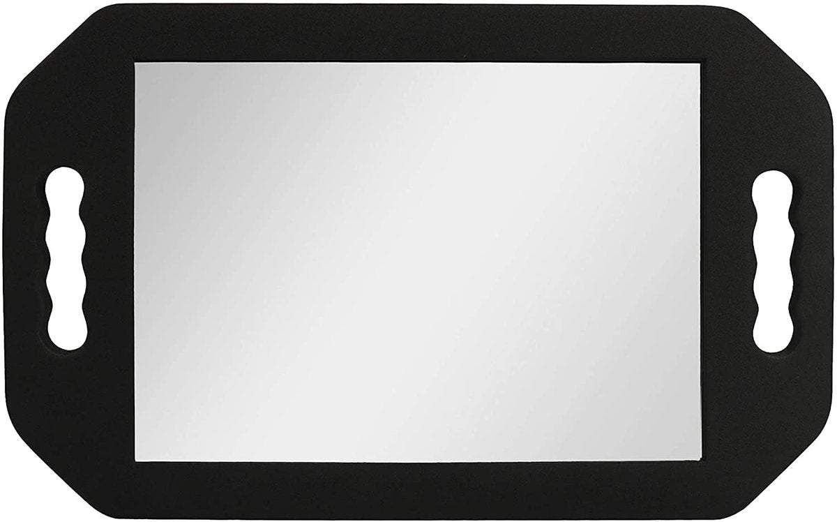 Professional Double Handle Hairdressing Foam Mirror – Lightweight Handheld Mirror for Barbers & Salons, Back of Head View – Black - görsel 1
