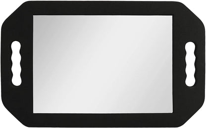 Professional Double Handle Hairdressing Foam Mirror – Lightweight Handheld Mirror for Barbers & Salons, Back of Head View – Black