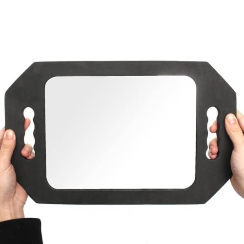 Professional Double Handle Hairdressing Foam Mirror – Lightweight Handheld Mirror for Barbers & Salons, Back of Head View – Black - görsel 4