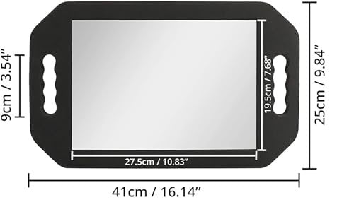 Professional Double Handle Hairdressing Foam Mirror – Lightweight Handheld Mirror for Barbers & Salons, Back of Head View – Black - görsel 6