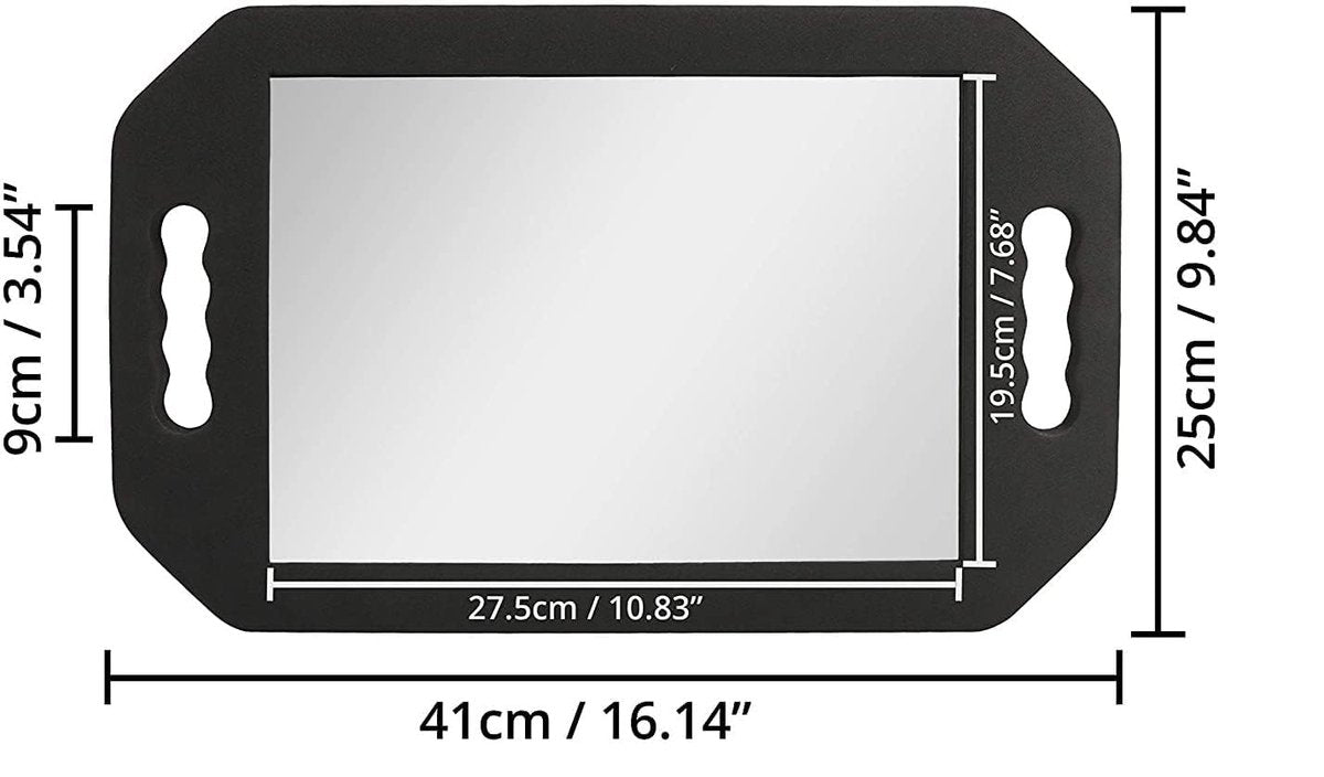 Professional Double Handle Hairdressing Foam Mirror – Lightweight Handheld Mirror for Barbers & Salons, Back of Head View – Black - görsel 5