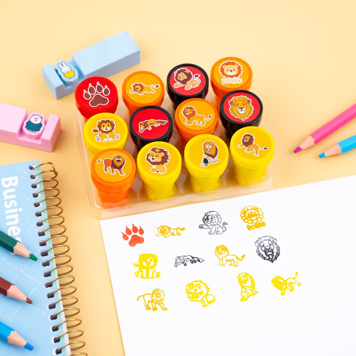 36PCS Lion Party Favors: Safari Jungle Animal Themed Temporary Tattoos & Stamps for Kids Birthday Card Decorations, Goodie Bag Gifts, Classroom Rewards Avelisse