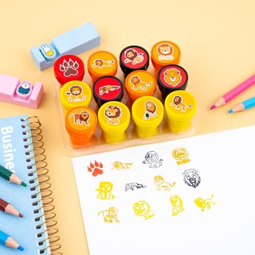 36PCS Lion Party Favors: Safari Jungle Animal Themed Temporary Tattoos & Stamps for Kids Birthday Card Decorations, Goodie Bag Gifts, Classroom Rewards Avelisse