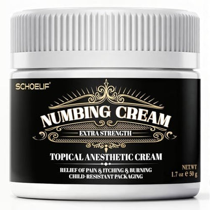 SCHOELIF Numbing Cream Extra Strength - Topical Anesthetic Cream with Child-Resistant Packaging, 50g (1.7oz) Avelisse