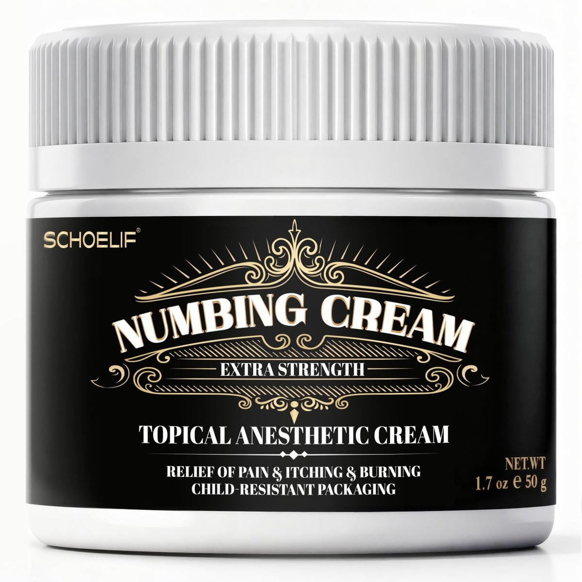 SCHOELIF Numbing Cream Extra Strength - Topical Anesthetic Cream with Child-Resistant Packaging, 50g (1.7oz) Avelisse