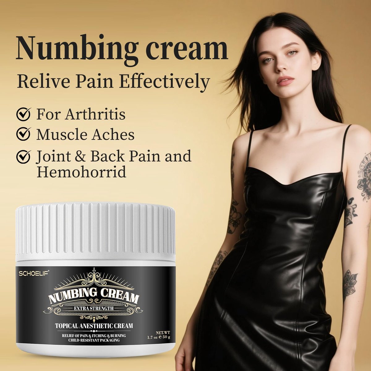 SCHOELIF Numbing Cream Extra Strength - Topical Anesthetic Cream with Child-Resistant Packaging, 50g (1.7oz) Avelisse