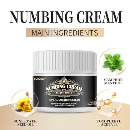 SCHOELIF Numbing Cream Extra Strength - Topical Anesthetic Cream with Child-Resistant Packaging, 50g (1.7oz) Avelisse