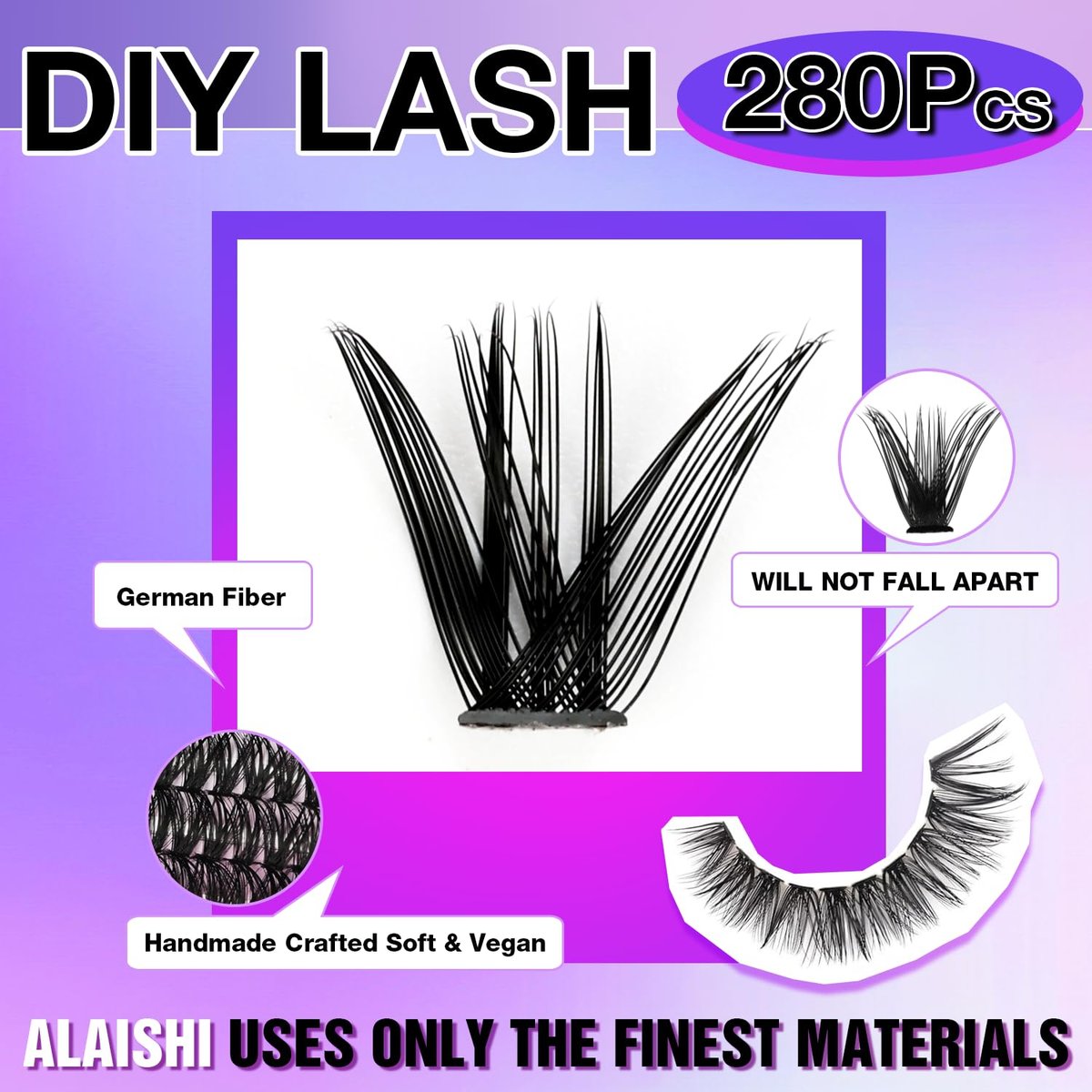 DIY Lash Clusters Kit 9-16mm 60D 80D 100D 224Pcs Fluffy D Curl Natural Cat Eye Lashes with Bond, Seal, Remover, Tweezers & Brush Avelisse