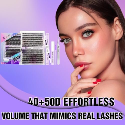 DIY Lash Clusters Kit 9-16mm 60D 80D 100D 224Pcs Fluffy D Curl Natural Cat Eye Lashes with Bond, Seal, Remover, Tweezers & Brush Avelisse
