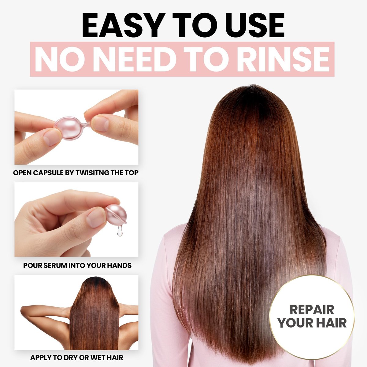 ELLA BELLA® Keratin Hair Serum with Argan Oil & Vitamins A, E, B5 – Anti-Frizz Night Repair Treatment for Smooth, Shiny Hair Avelisse